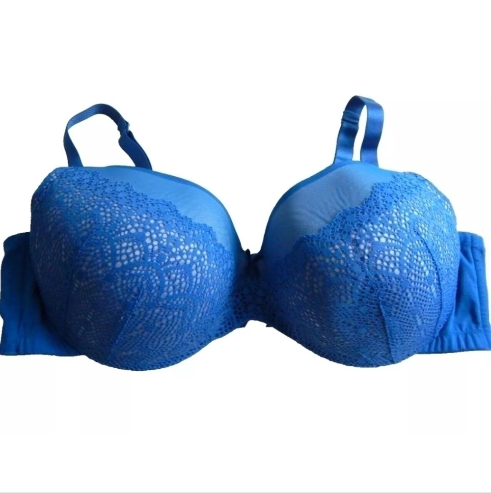 Cacique Lightly Lined Balconette Bra Blue Lace